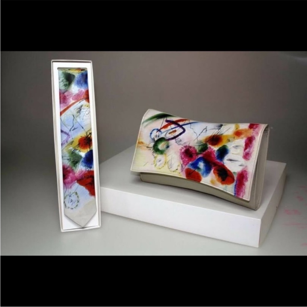 Abstract Hand painted Luxury Purse and Tie Set – Bambas Art Bags